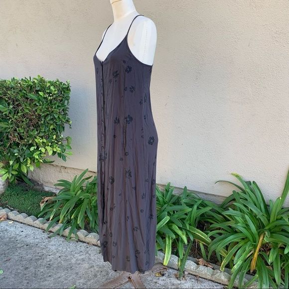 OBEY No. 89 Adjustable Button-Down Maxi Dress with Pockets Black Size XS - Picture 3 of 8